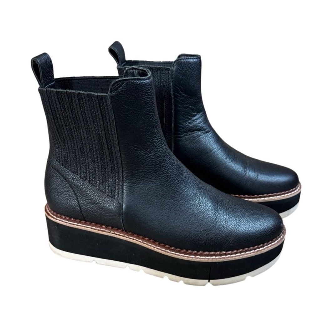 Dolce Vita Trevor 6 Black Leather Platform Boots - Picture 1 of 10